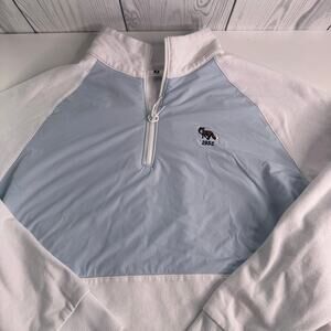 FootJoy Pullover Mens Large Blue White Fleece Quarter Zip Golf Sweatshirt